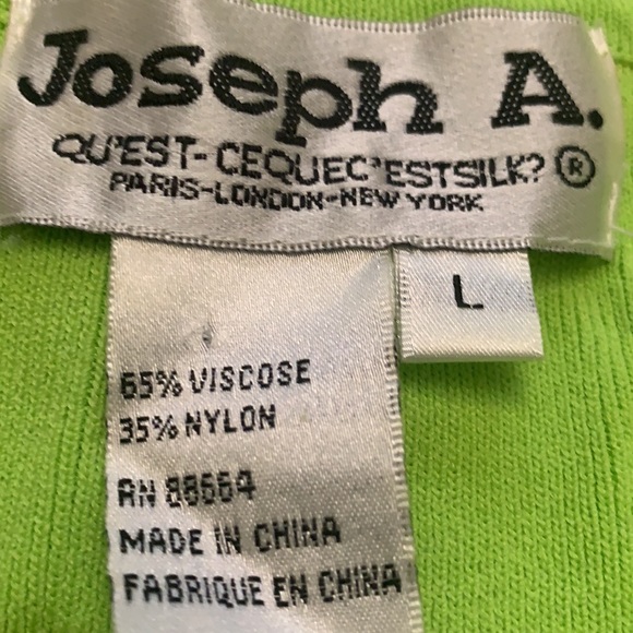 JOSEPH A. Lime green knit top PULLOVER blouse floral LARGE NEW - Picture 5 of 6